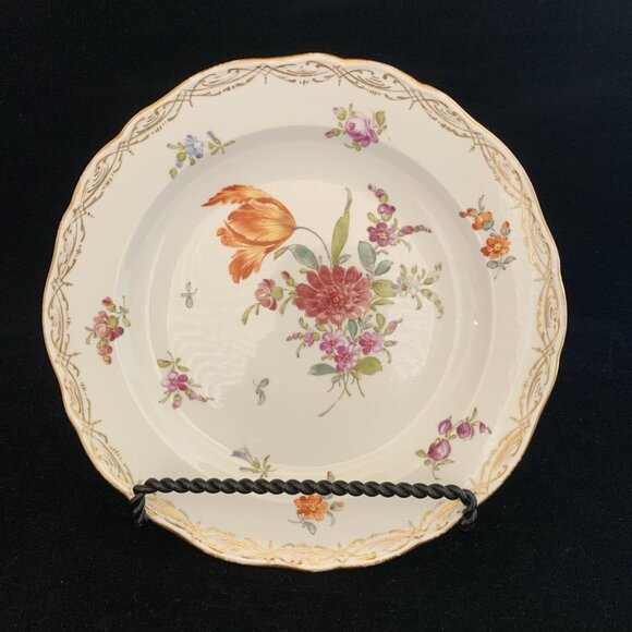 6 Antique Meissen Porcelain Plates 18th Century Hand Painted Floral Rococo 8.25" - Picture 7 of 14
